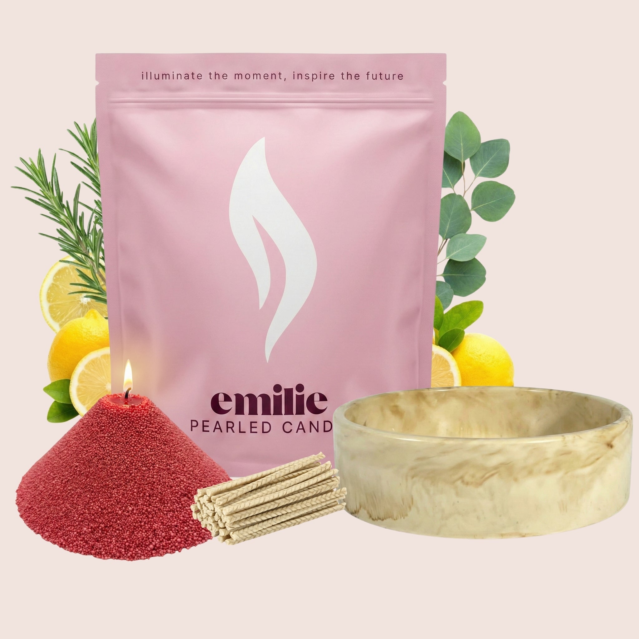 Refresh & Focus – Set & Save Pearled Candle + Emilie Bol Lumière - Emilie Candle