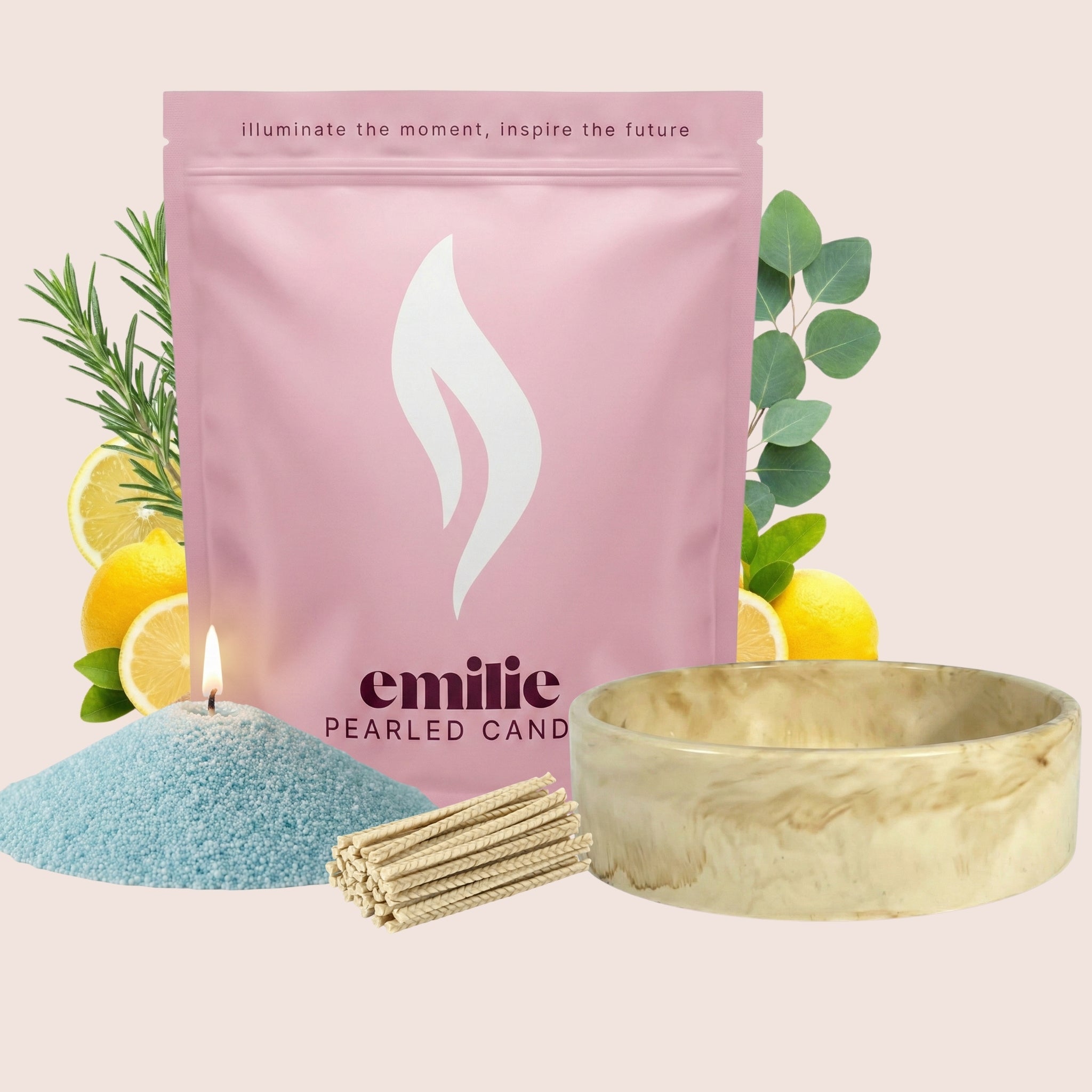 Refresh & Focus – Set & Save Pearled Candle + Emilie Bol Lumière - Emilie Candle