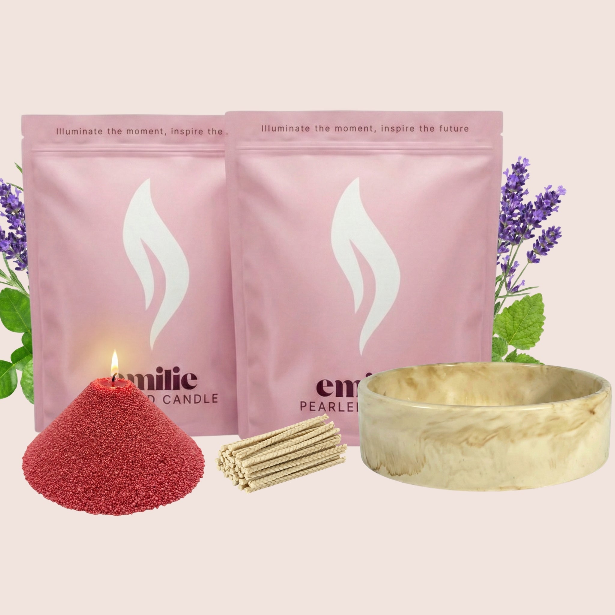Relax & Unwind 1kg + 1kg of Your Choice Pearled Candles + Emilie Bol Lumière - Emilie Candle