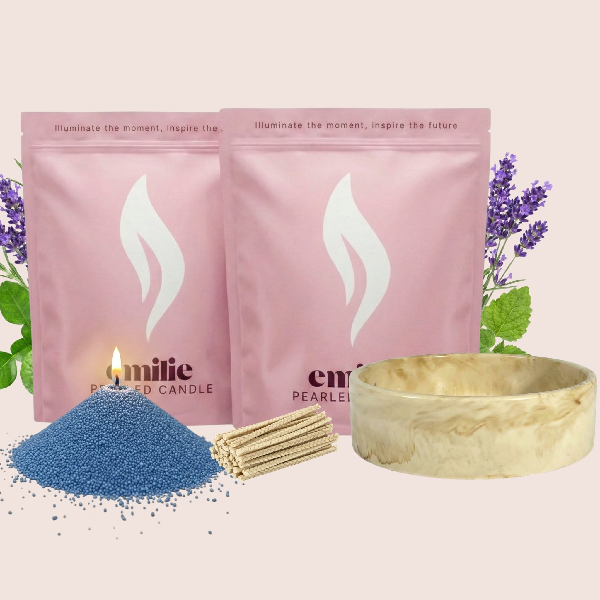 Relax & Unwind 1kg + 1kg of Your Choice Pearled Candles + Emilie Bol Lumière - Emilie Candle