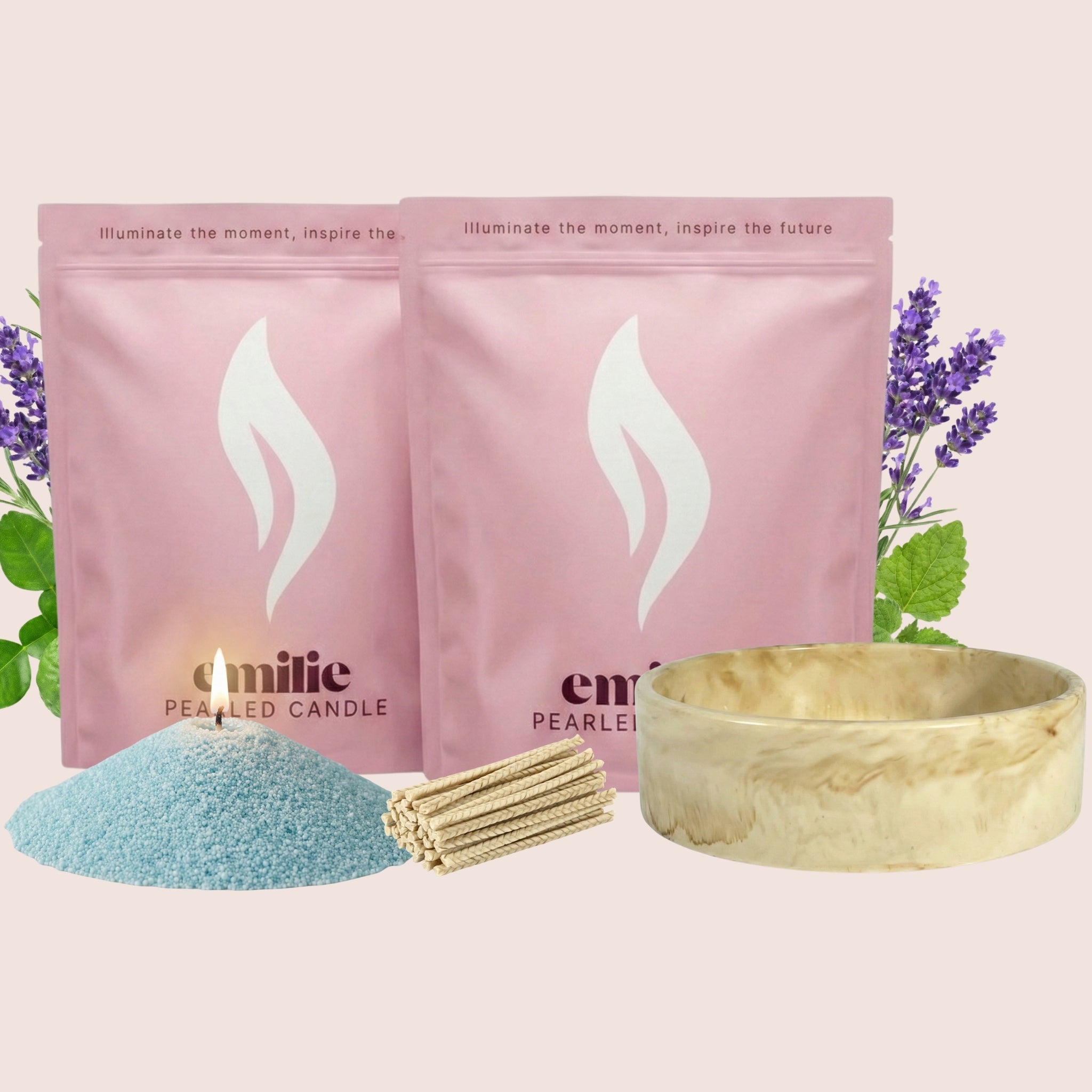 Relax & Unwind 1kg + 1kg of Your Choice Pearled Candles + Emilie Bol Lumière - Emilie Candle