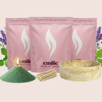 Relax & Unwind 1kg + 2x 1kg of Your Choice Pearled Candles + Emilie Bol Lumière - Emilie Candle
