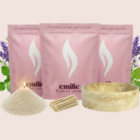 Relax & Unwind 1kg + 2x 1kg of Your Choice Pearled Candles + Emilie Bol Lumière - Emilie Candle