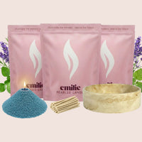 Relax & Unwind 1kg + 2x 1kg of Your Choice Pearled Candles + Emilie Bol Lumière - Emilie Candle