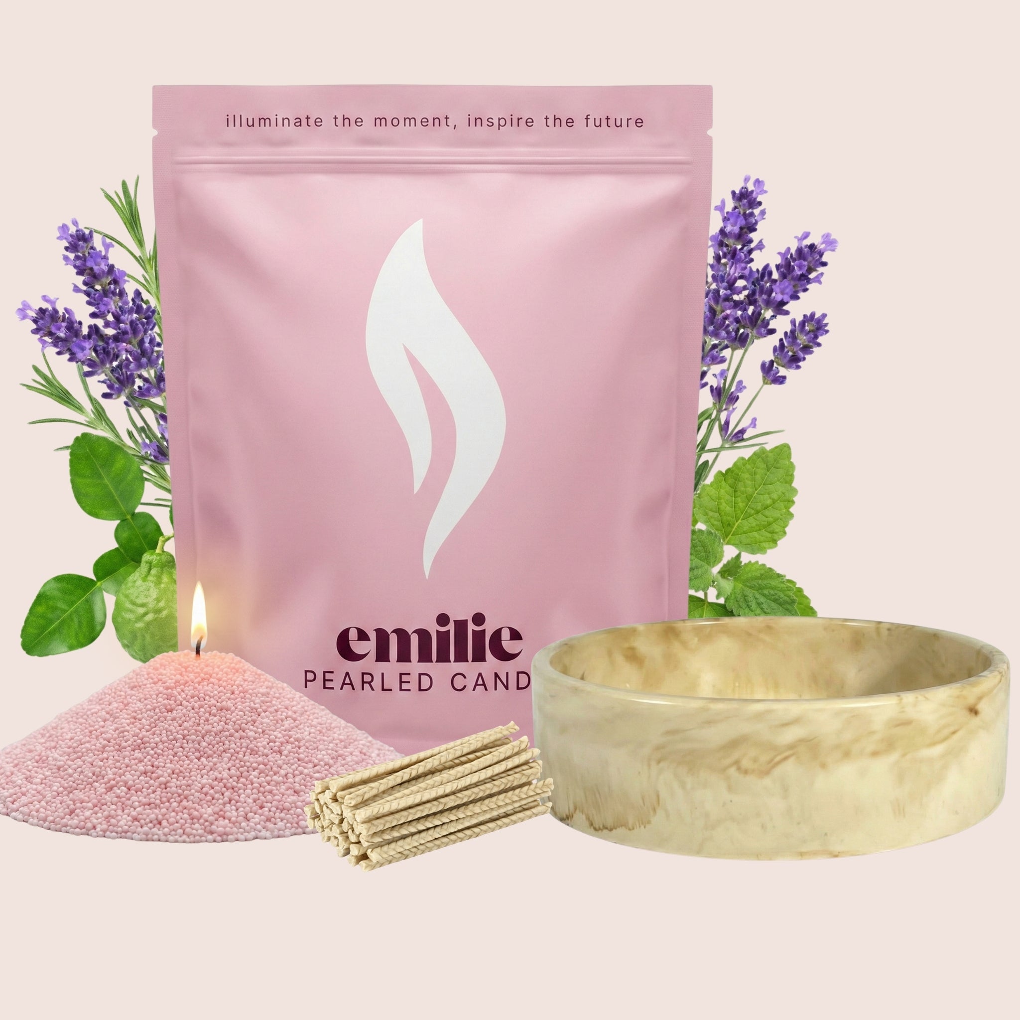 Relax & Unwind – Set & Save Pearled Candle + Emilie Bol Lumière - Emilie Candle