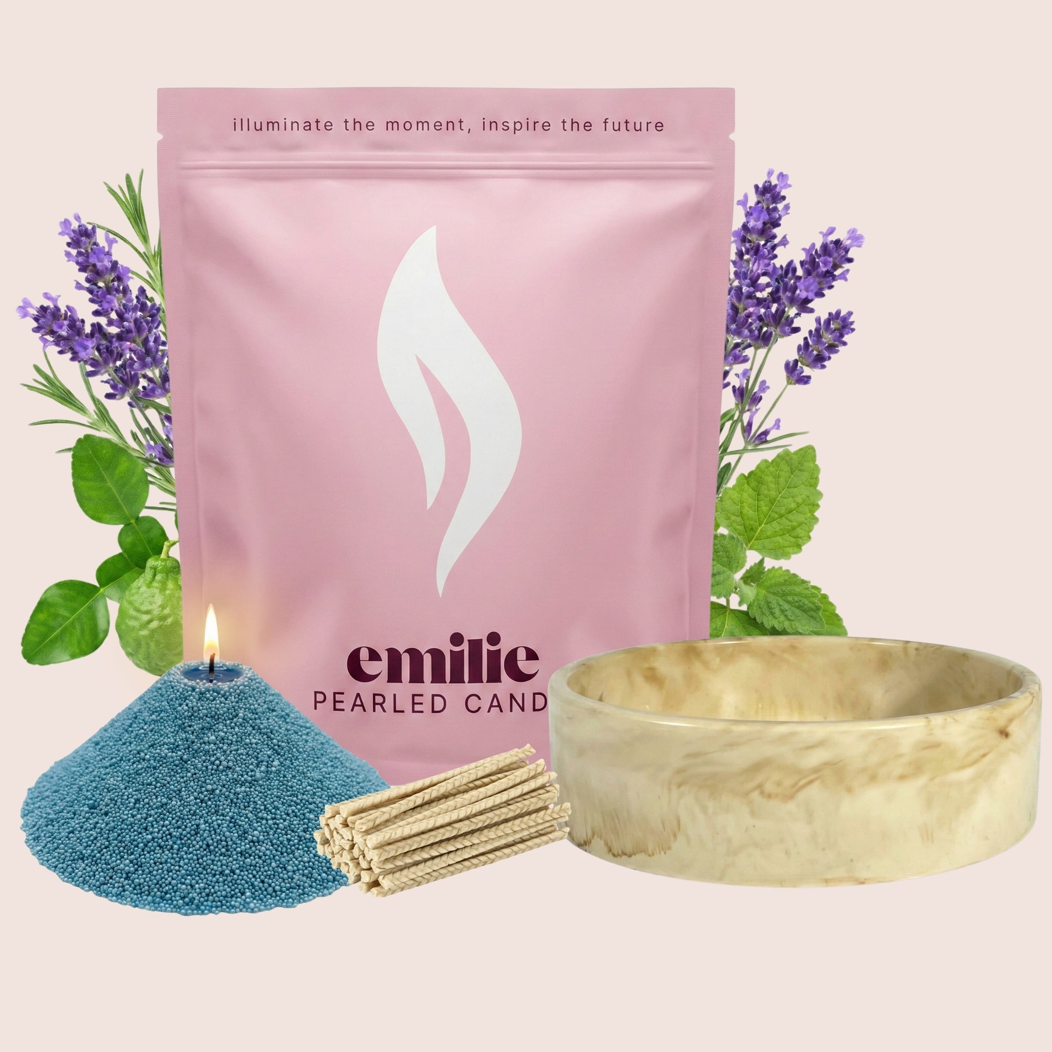 Relax & Unwind – Set & Save Pearled Candle + Emilie Bol Lumière - Emilie Candle