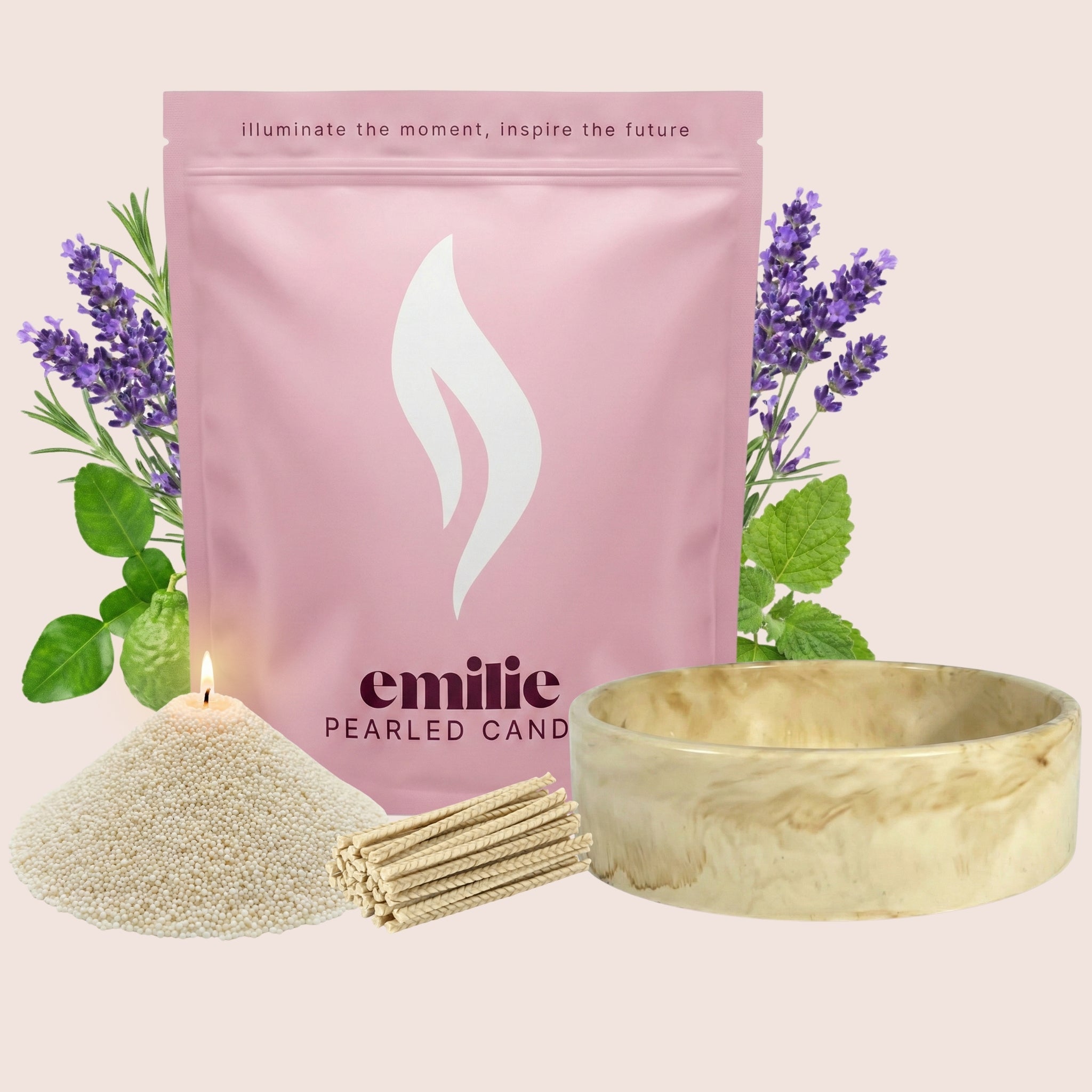 Relax & Unwind – Set & Save Pearled Candle + Emilie Bol Lumière - Emilie Candle