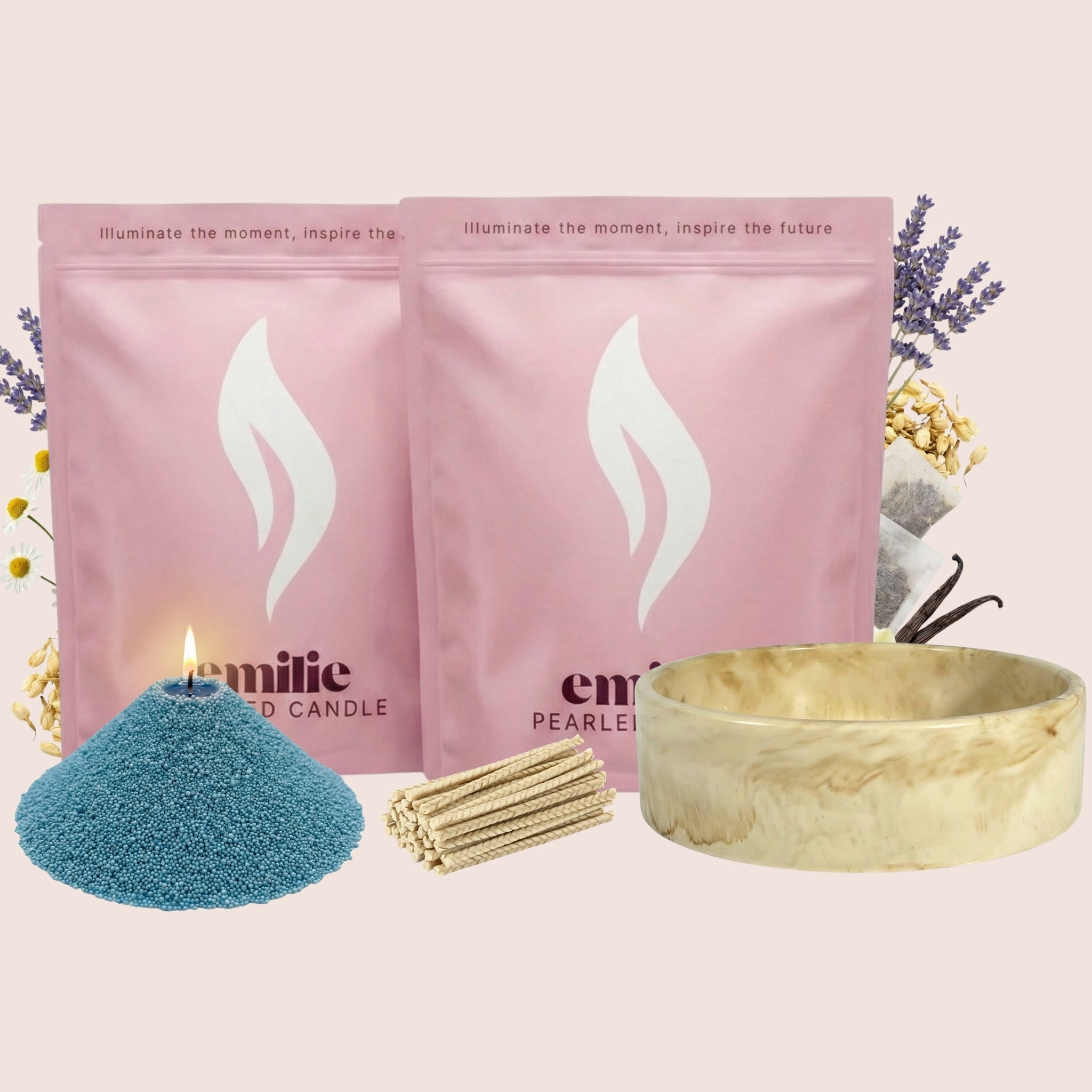 Sweet Dreams 1kg + 1kg of Your Choice Pearled Candles + Emilie Bol Lumière - Emilie Candle