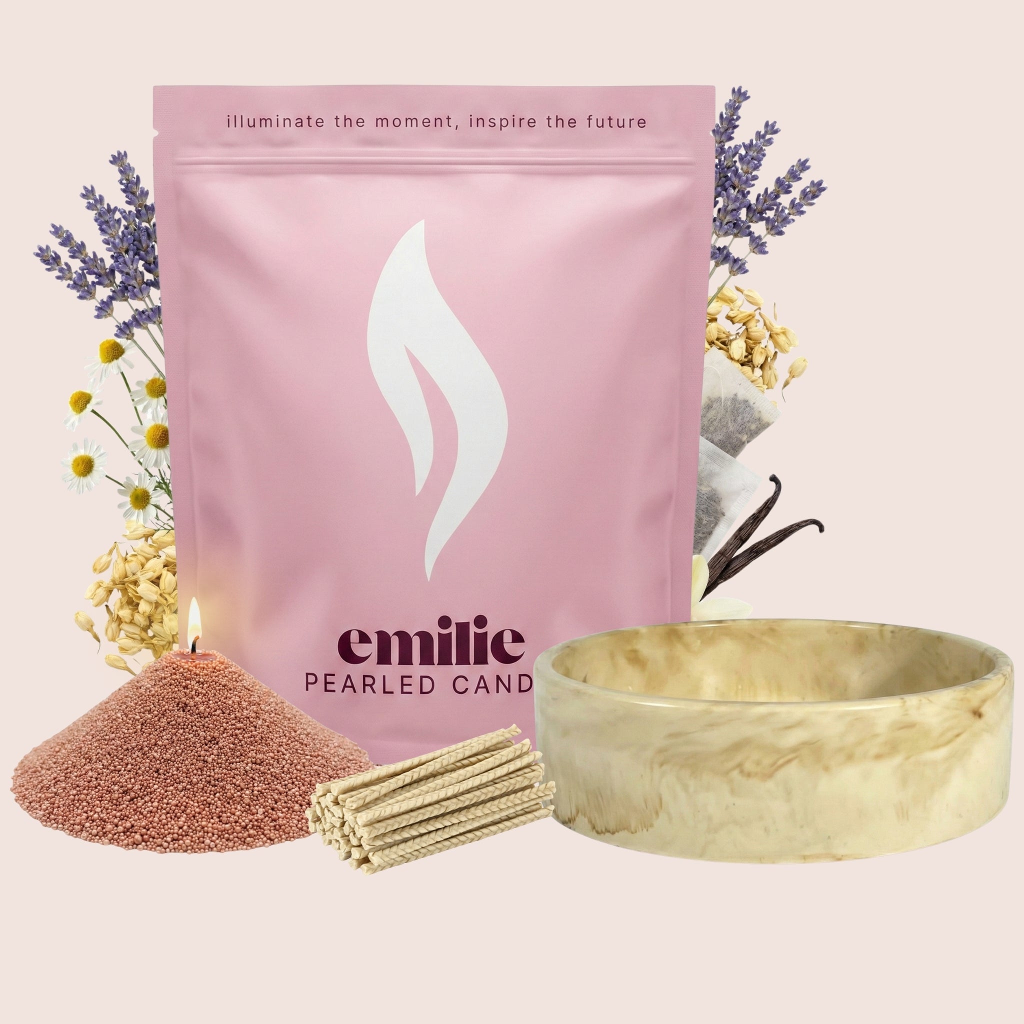 Sweet Dreams – Set & Save Pearled Candle + Emilie Bol Lumière - Emilie Candle