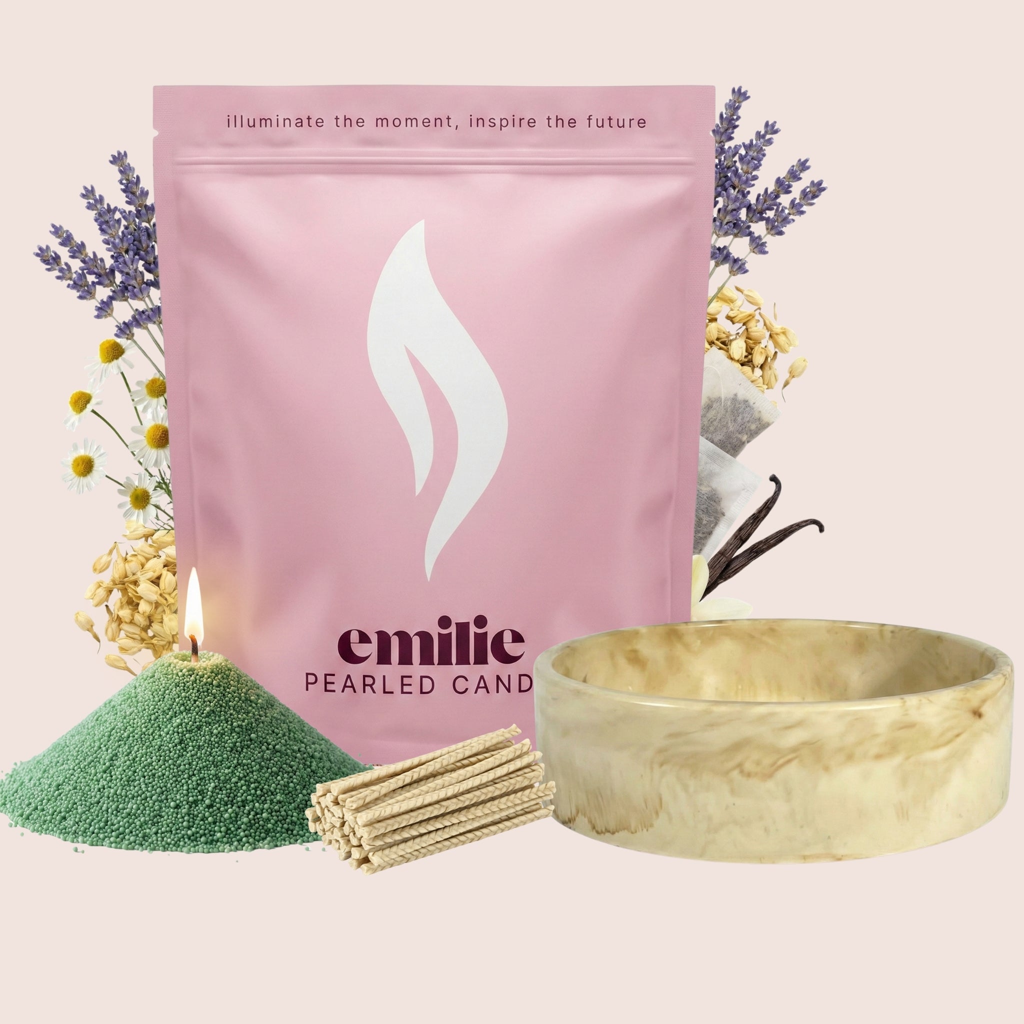 Sweet Dreams – Set & Save Pearled Candle + Emilie Bol Lumière - Emilie Candle