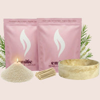 Tea Tree 1kg + 1kg of Your Choice Pearled Candles + Emilie Bol Lumière - Emilie Candle