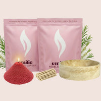 Tea Tree 1kg + 1kg of Your Choice Pearled Candles + Emilie Bol Lumière - Emilie Candle