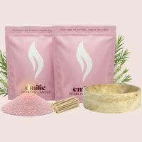 Tea Tree 1kg + 1kg of Your Choice Pearled Candles + Emilie Bol Lumière - Emilie Candle