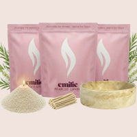 Tea Tree 1kg + 2x 1kg of Your Choice Pearled Candles + Emilie Bol Lumière - Emilie Candle