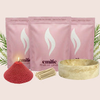 Tea Tree 1kg + 2x 1kg of Your Choice Pearled Candles + Emilie Bol Lumière - Emilie Candle