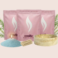 Tea Tree 1kg + 2x 1kg of Your Choice Pearled Candles + Emilie Bol Lumière - Emilie Candle