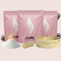 Vanilla 1kg + 2x 1kg of Your Choice Pearled Candles + Emilie Bol Lumière - Emilie Candle