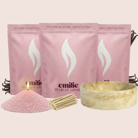 Vanilla 1kg + 2x 1kg of Your Choice Pearled Candles + Emilie Bol Lumière - Emilie Candle