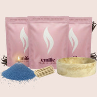 Vanilla 1kg + 2x 1kg of Your Choice Pearled Candles + Emilie Bol Lumière - Emilie Candle