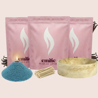 Vanilla 1kg + 2x 1kg of Your Choice Pearled Candles + Emilie Bol Lumière - Emilie Candle