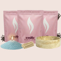Vanilla 1kg + 2x 1kg of Your Choice Pearled Candles + Emilie Bol Lumière - Emilie Candle