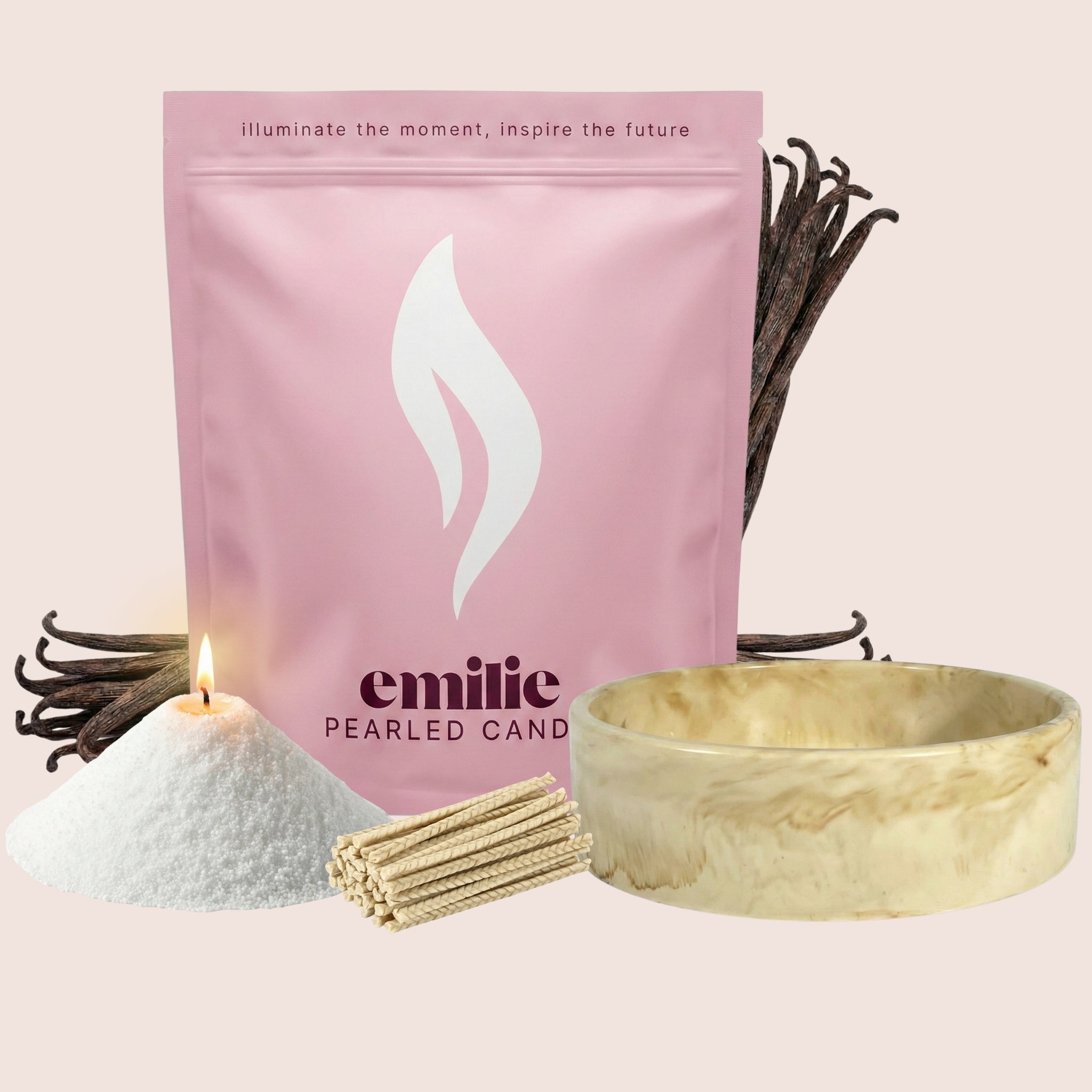 Vanilla – 1kg Pearled Candle + Emilie Bol Lumière