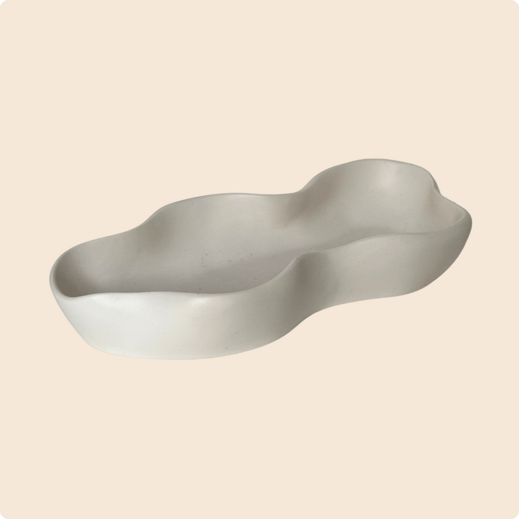 Wave Bowl – Handmade Decorative Vase in Sandstone, Blush Dawn & Moonstone - Emilie Candle