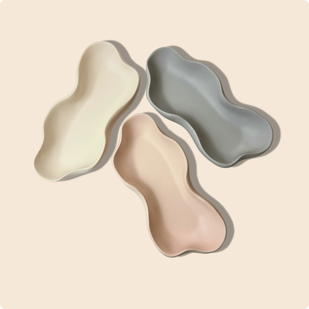 Wave Bowl – Handmade Decorative Vase in Sandstone, Blush Dawn & Moonstone - Emilie Candle