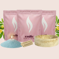 Ylang Ylang 1kg + 2x 1kg of Your Choice Pearled Candles + Emilie Bol Lumière - Emilie Candle