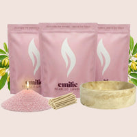 Ylang Ylang 1kg + 2x 1kg of Your Choice Pearled Candles + Emilie Bol Lumière - Emilie Candle