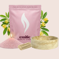 Ylang Ylang – Set & Save Pearled Candle + Emilie Bol Lumière - Emilie Candle